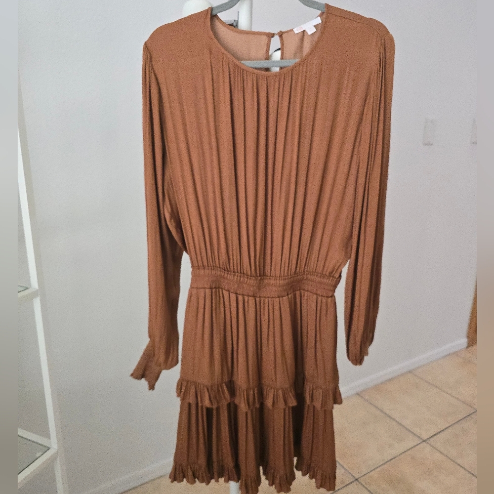 GB Long Sleeve Brown Mini Dress - Picture 2 of 5
